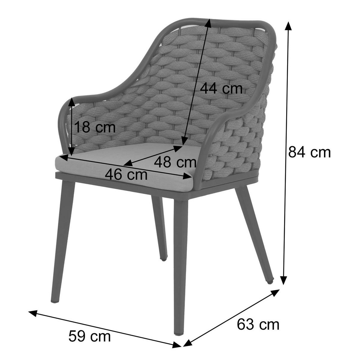GARTENSTUHL Hellgrau, Grau - Hellgrau/Grau, Textil (59/84/63cm) - MCW
