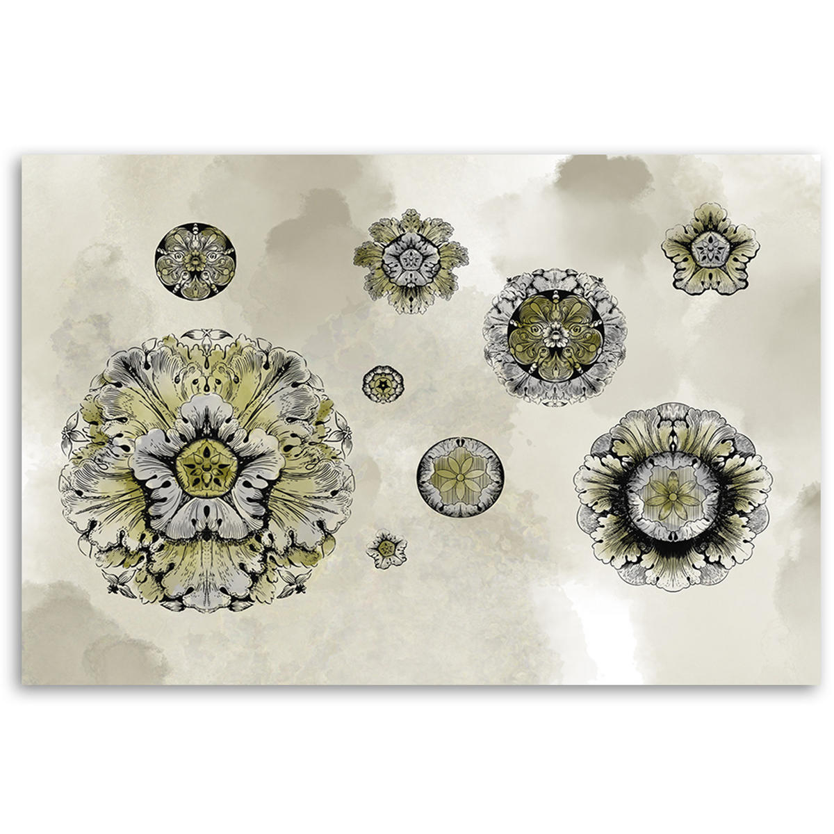 WANDBILD florale geometrische formen - Pink, Textil (60/40cm) - Feeby