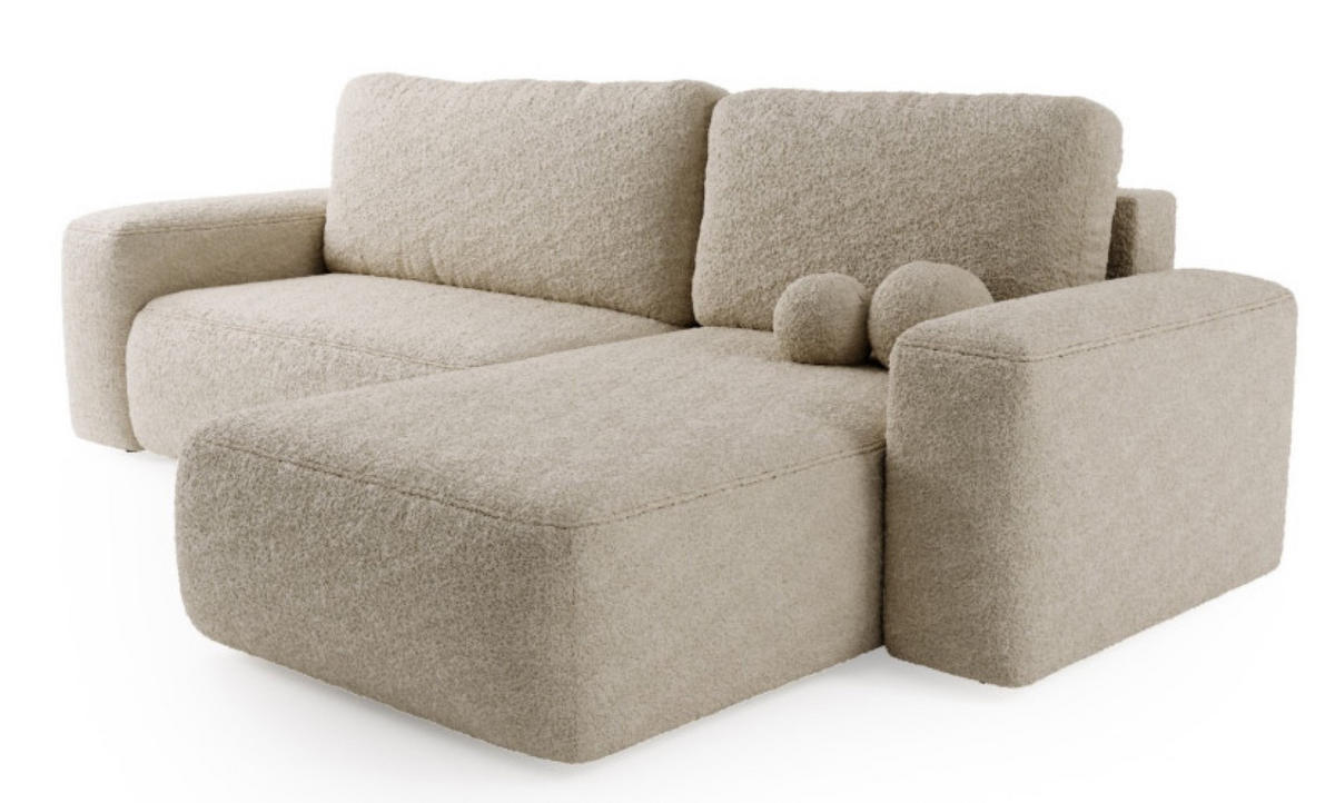 ECKSOFA Hellbeige ILO Mit Schlaffunktion Und Bettkasten - Beige, Textil (282/177cm) - Sepro Meble