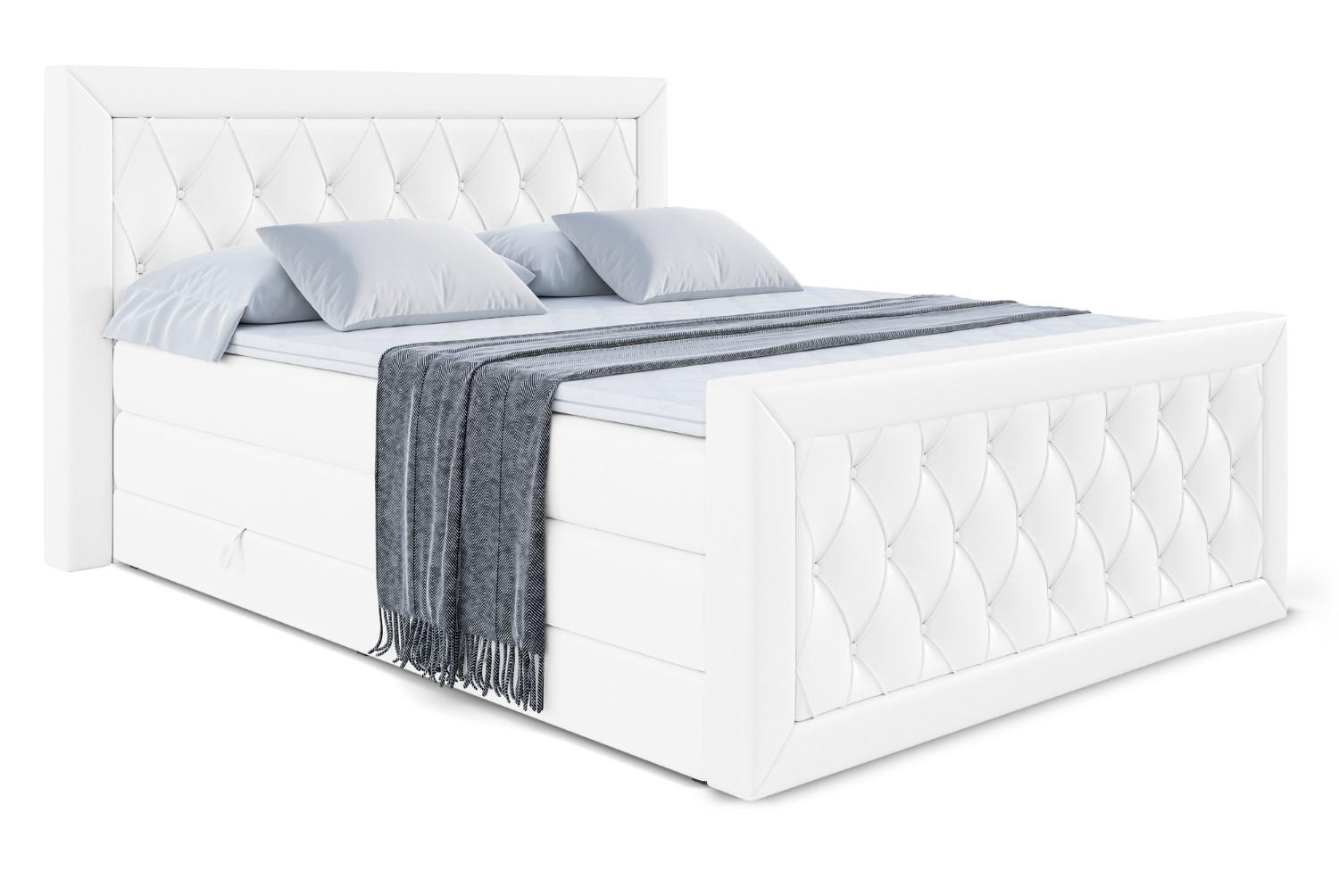 BOXSPRINGBETT NOEL-Z KING - 180 x 200 - H3/H4 - Weiß Hochglanz - Weiß Hochglanz, Holzwerkstoff (180/200cm) - ALTDECOR