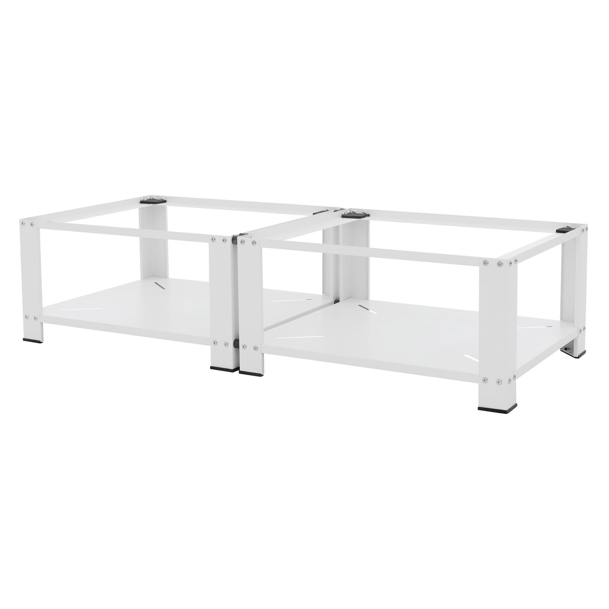 ML-DESIGN DVOJITÝ PODSTAVEC POD PRAČKU se 2 policemi, bílý, 128 x 54 cm, z oceli