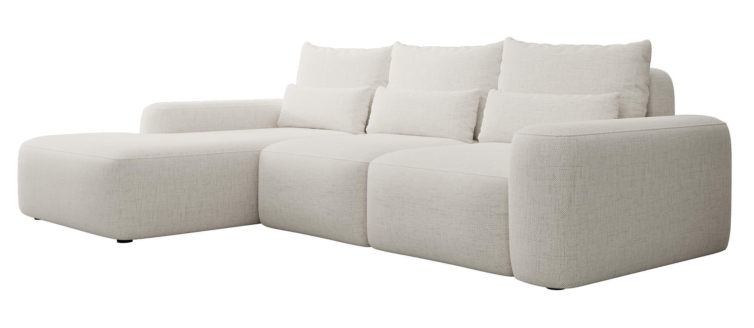 ECKSOFA Carnos mit wasserabweisendem Chenille-Bezug in Cremeweiß - Ecru, Textil (264/162cm) - Selsey