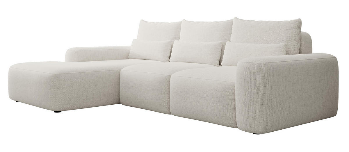 ECKSOFA Carnos mit wasserabweisendem Chenille-Bezug in Cremeweiß - Ecru, Textil (264/162cm) - Selsey