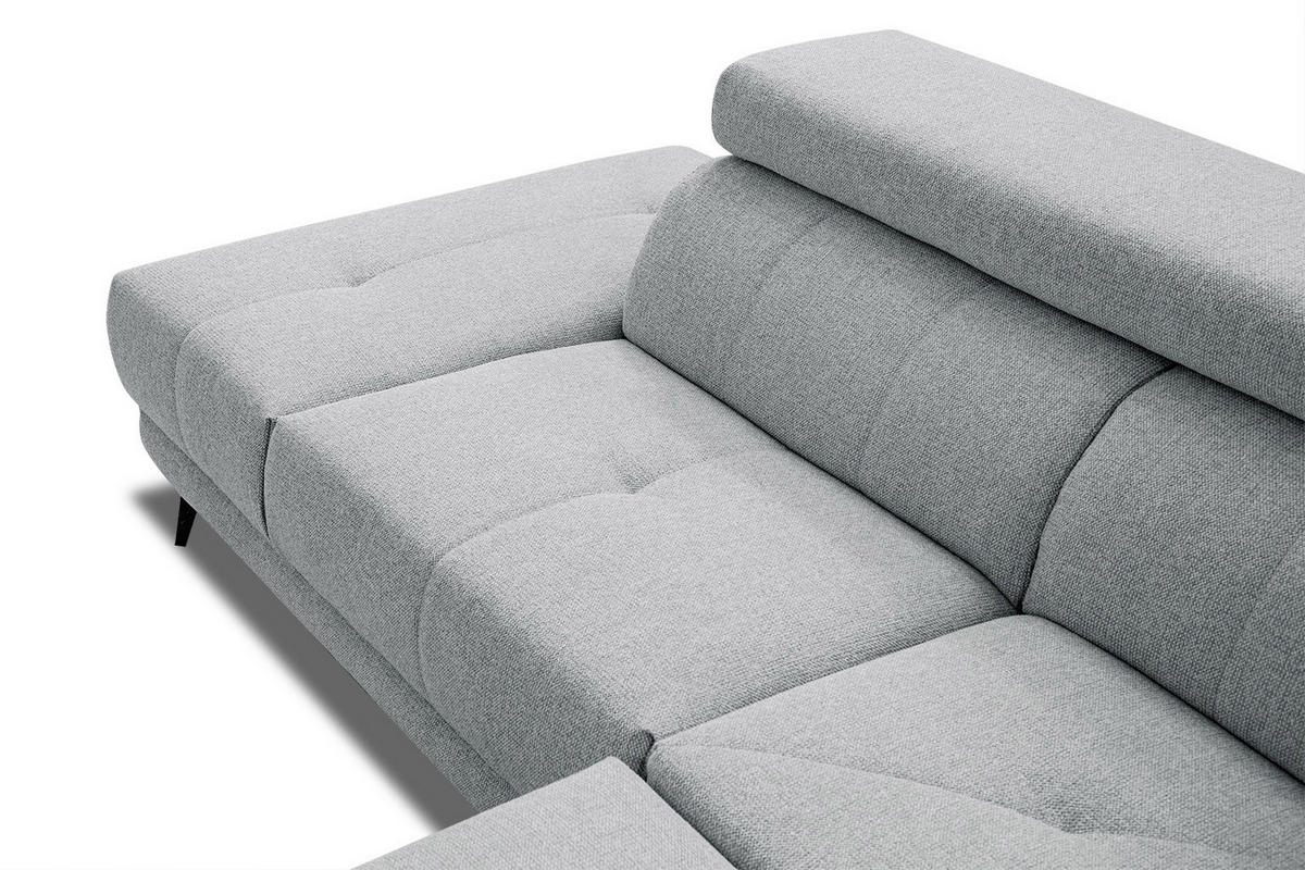 ECKSOFA MORELLO 5-Sitzer, silberfarben - Silberfarben/Schwarz, Holzwerkstoff/Textil (158/269cm) - Courtois Laville