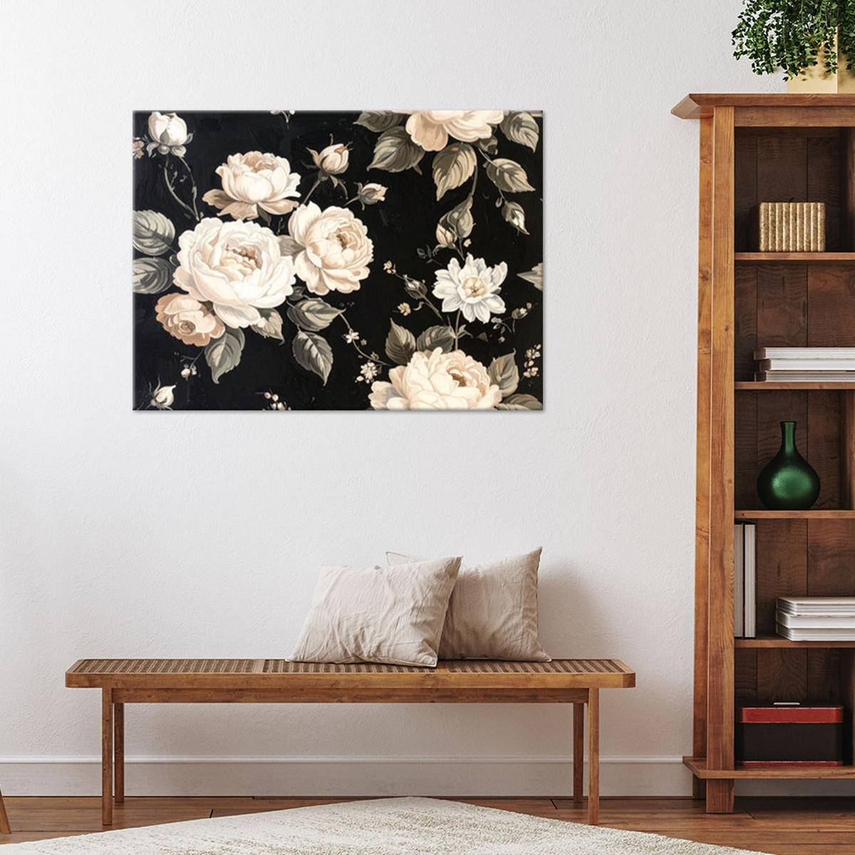 LEINWANDBILD Blumen 100x70cm - Schwarz, Textil (100/70cm) - Feeby