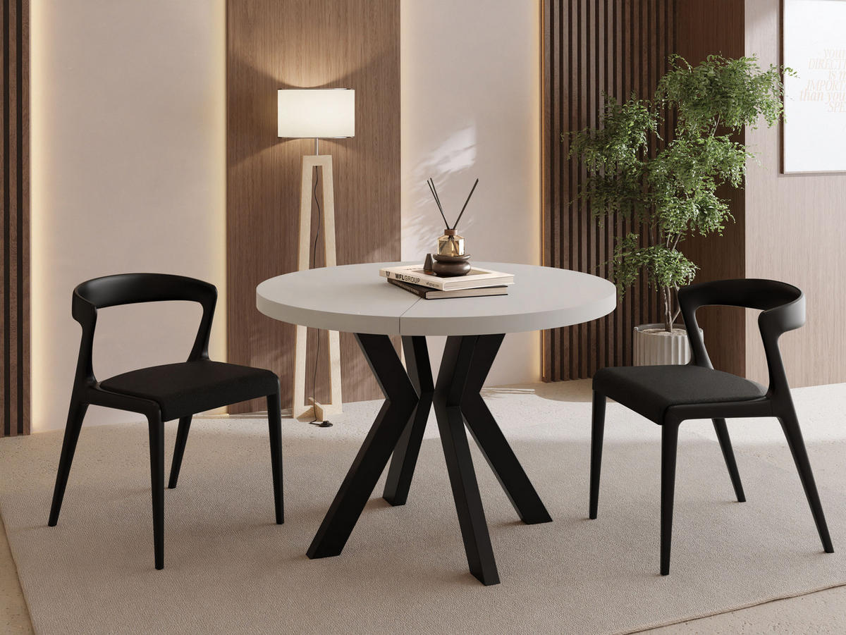 ESSTISCH Savio rund ausziehbar verlängerbar XXL, Kaschmir 100-300/100/77 cm - Kaschmir/Schwarz, Holz/Holzwerkstoff (100/100/77cm) - WFL GROUP