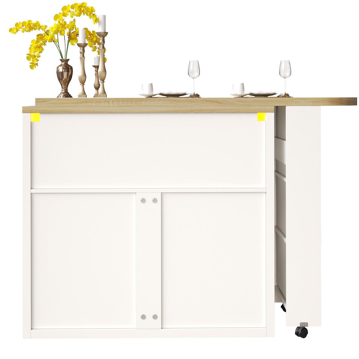 BARTISCH DE-38350 135/205 cm ausziehbar mit LED-Beleuchtung Weiß - Weiß, Holzwerkstoff (39/135/100cm) - ComfortXL