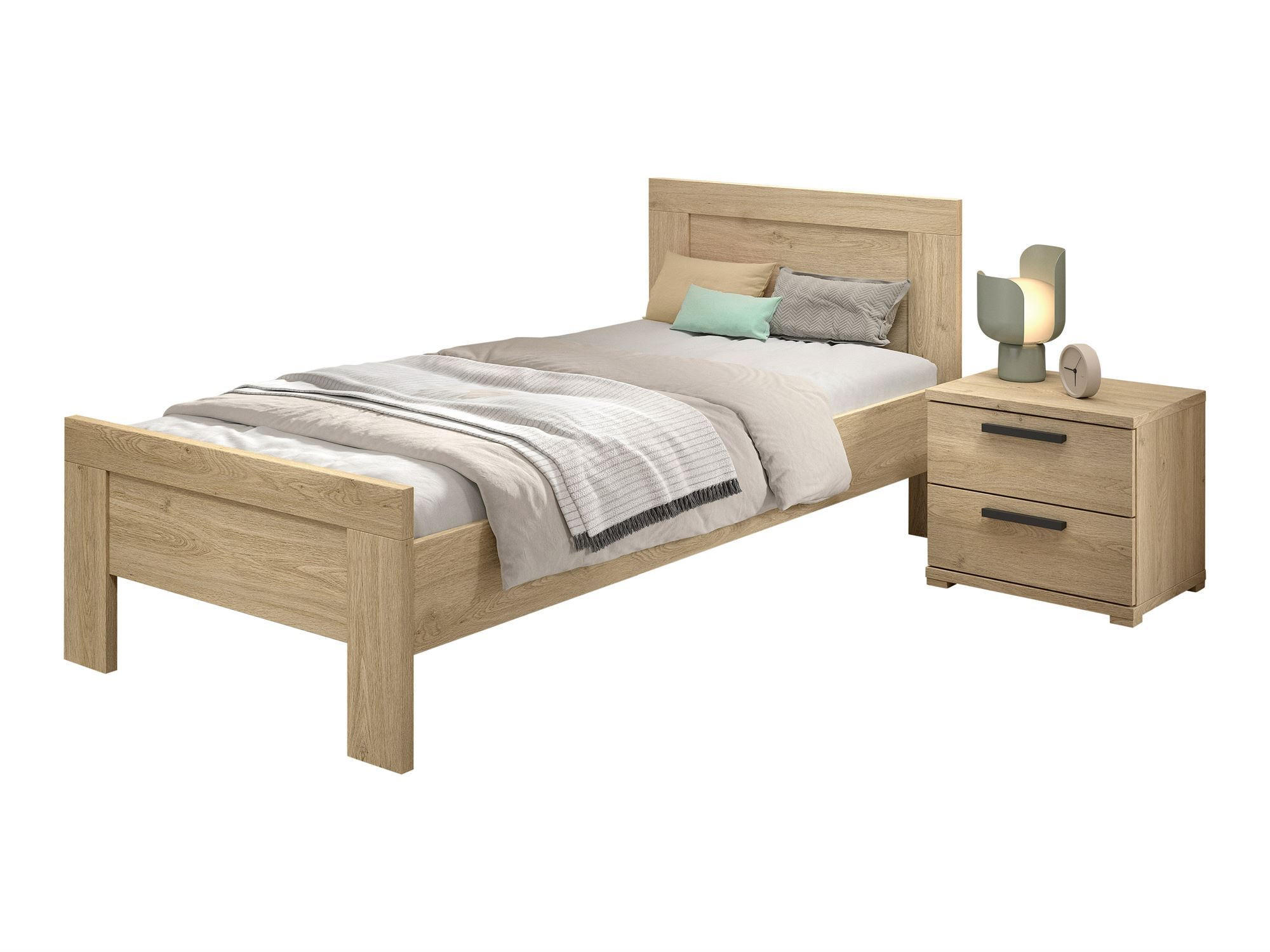 KINDERZIMMER SET Keelia Eiche Melamin mit Bett 90x200 und Nachtkonsole - Eichefarben, Kunststoff (100/1/200cm) - 58aufmkessel