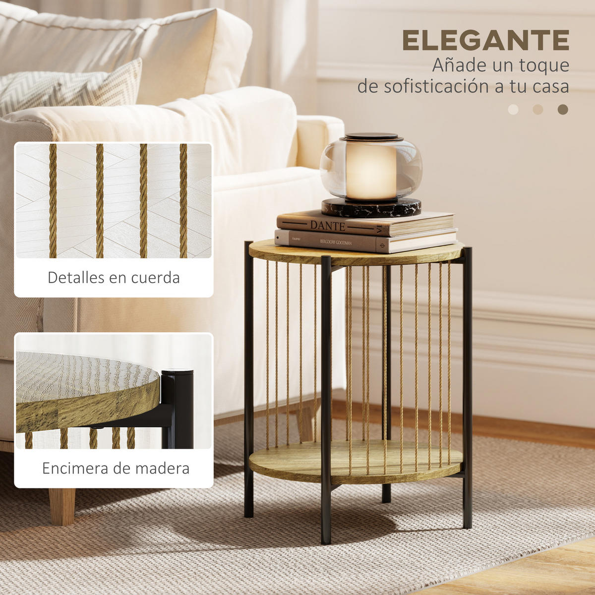 BEISTELLTISCH Beige 1 Stück - Beige, Naturmaterialien (43.5/43.5/51cm) - GiPP