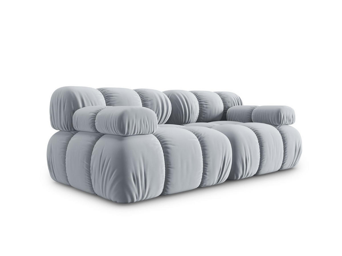 MODULARES-SOFA Bellis aus Samt hellblau 2 Sitzplätze - Hellblau, Textil (94/63/188cm) - Micadoni
