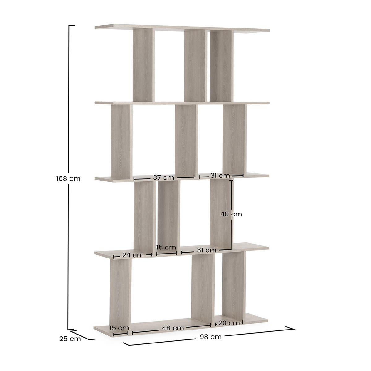 REGAL Niko 8 fächern Eichenfarbe - Honigeiche, Holzwerkstoff (98/168/25cm) - VS Venta-stock
