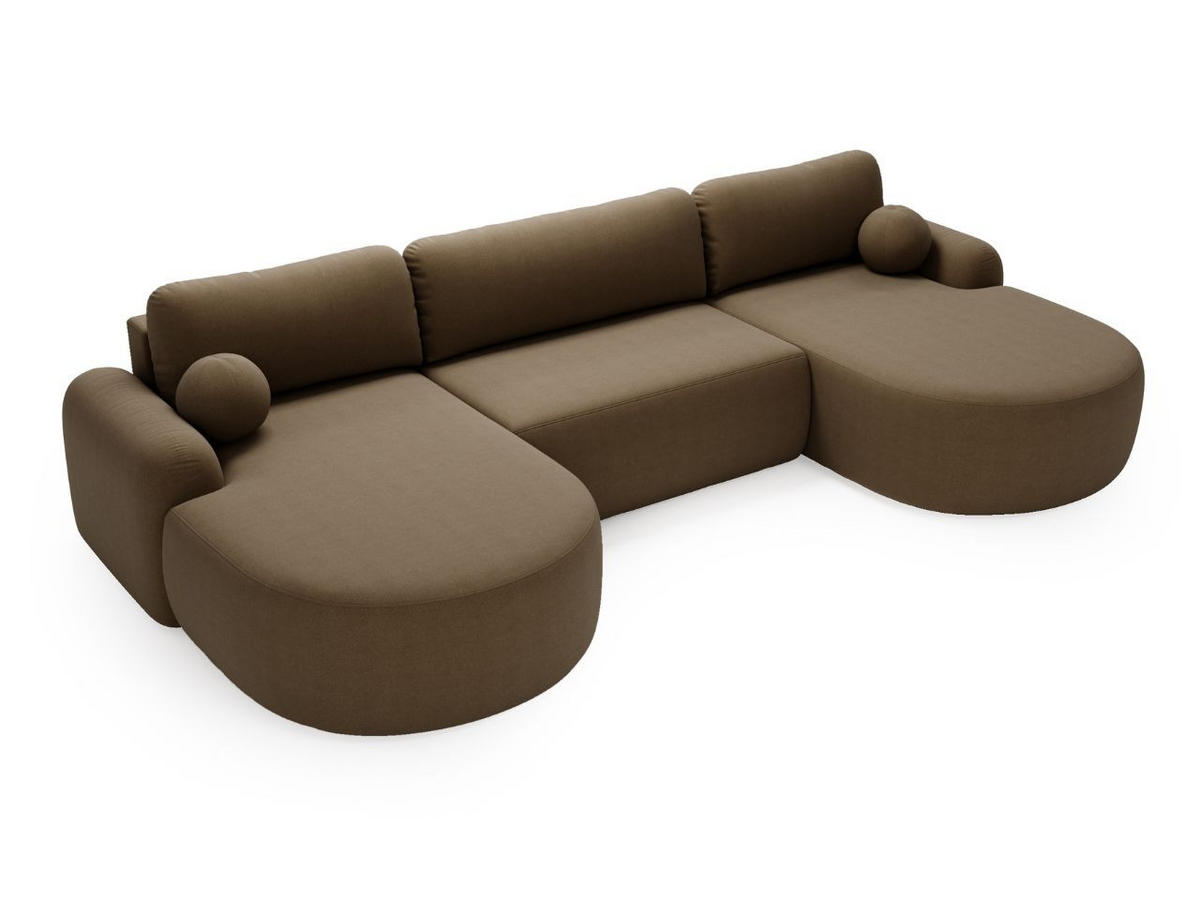 ECKSOFA Aurio U Bouclé-Stoff Braun - Schwarz/Braun, Kunststoff/Textil (347/177cm) - Graingold