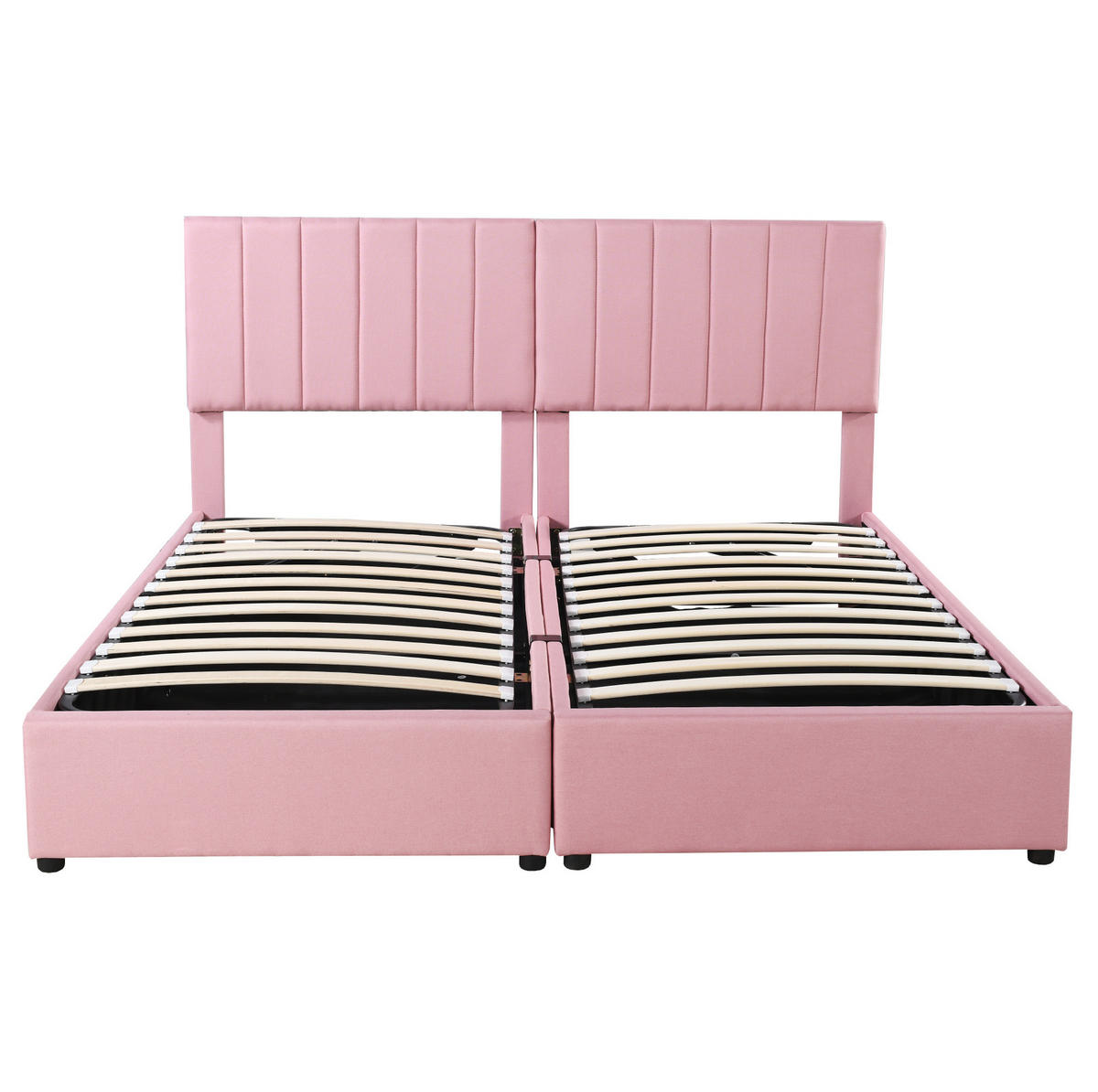 ČALÚNENÁ posteľ z ľanovej látky 180x200 cm ružová s hydraulickým úložným priestorom a možnosťou premeny na 2 detské postele - pink, textil (180/200cm) - Modfu