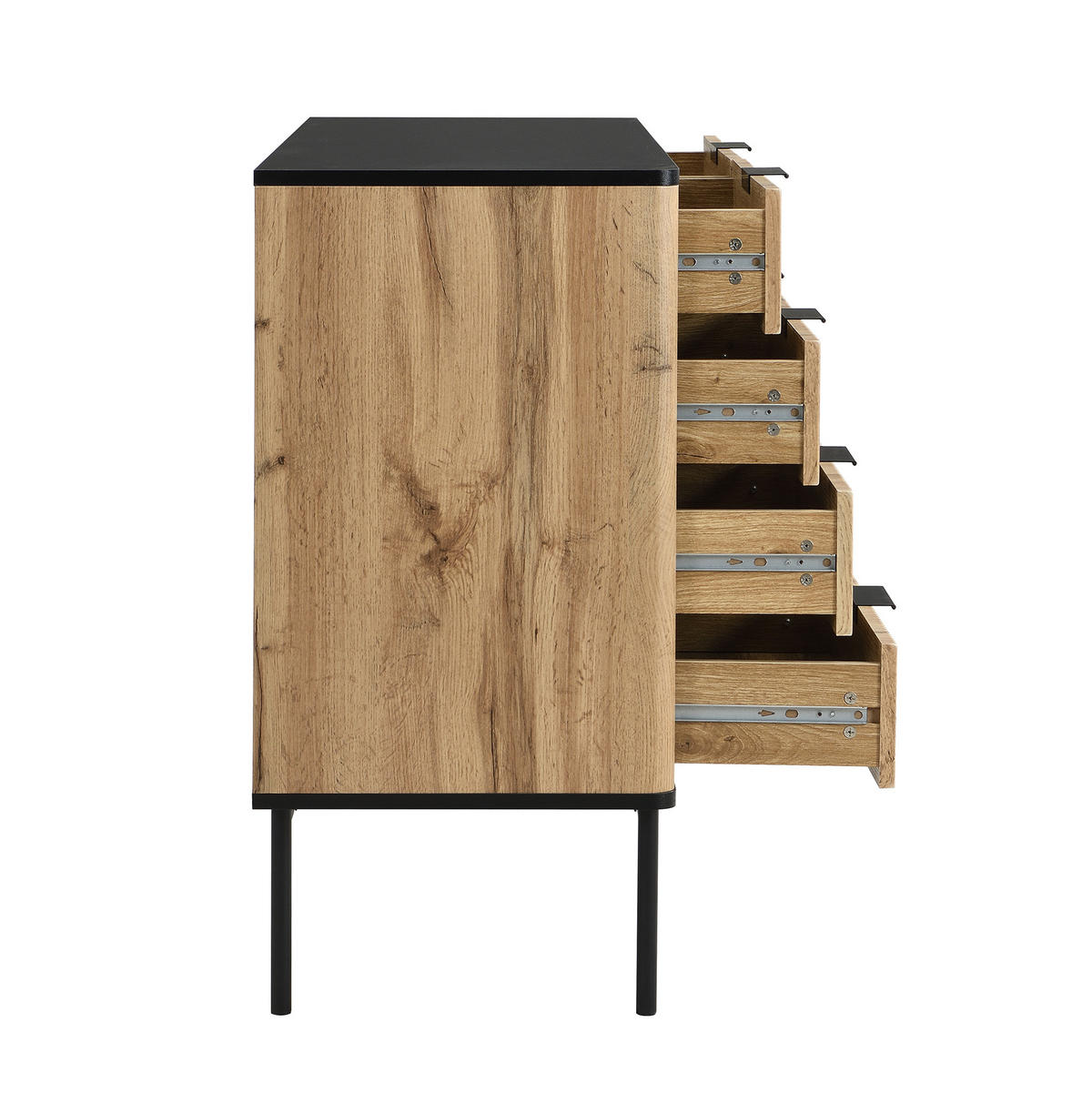 SIDEBOARD 120x39,5x80 Wohnzimmer Esszimmer Eingang Stauraum - Schwarz, Holzwerkstoff (39.5/80/120cm) - FLIEKS