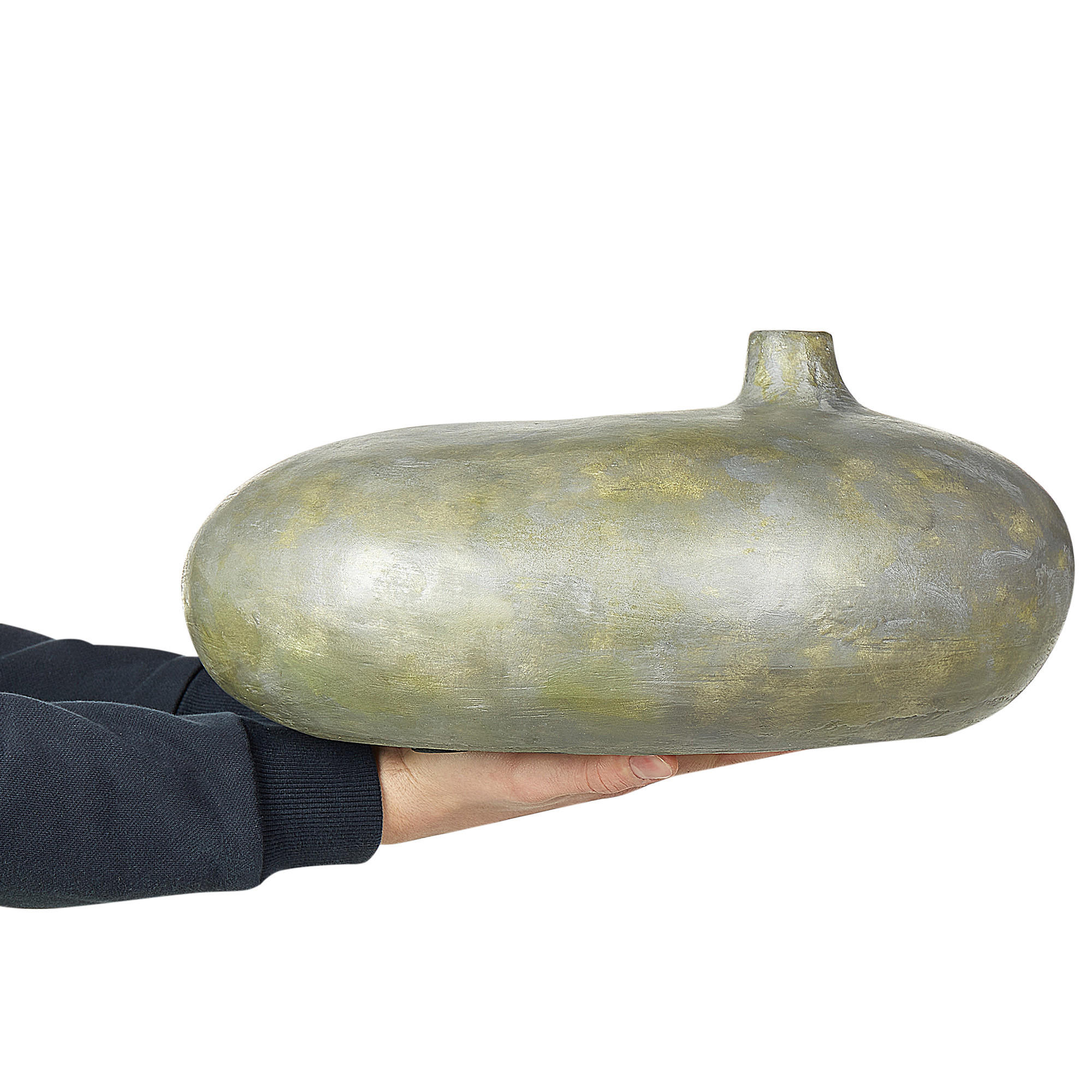 DEKOVASE Terrakotta grau Rawang - Grau, Stein (15cm) - Beliani