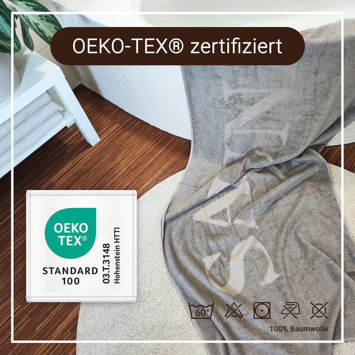 SAUNATUCH, 80 x 200 cm, 100% Baumwolle, Grau - Grau, Textil (80/200cm) - Zollner