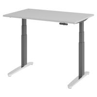 SCHREIBTISCH elektrisch XBHM 80/120/74 cm in Grau/Graphitfarben/Alu poliert - Graphitfarben/Grau, Holzwerkstoff (80/120/74cm) - bümö