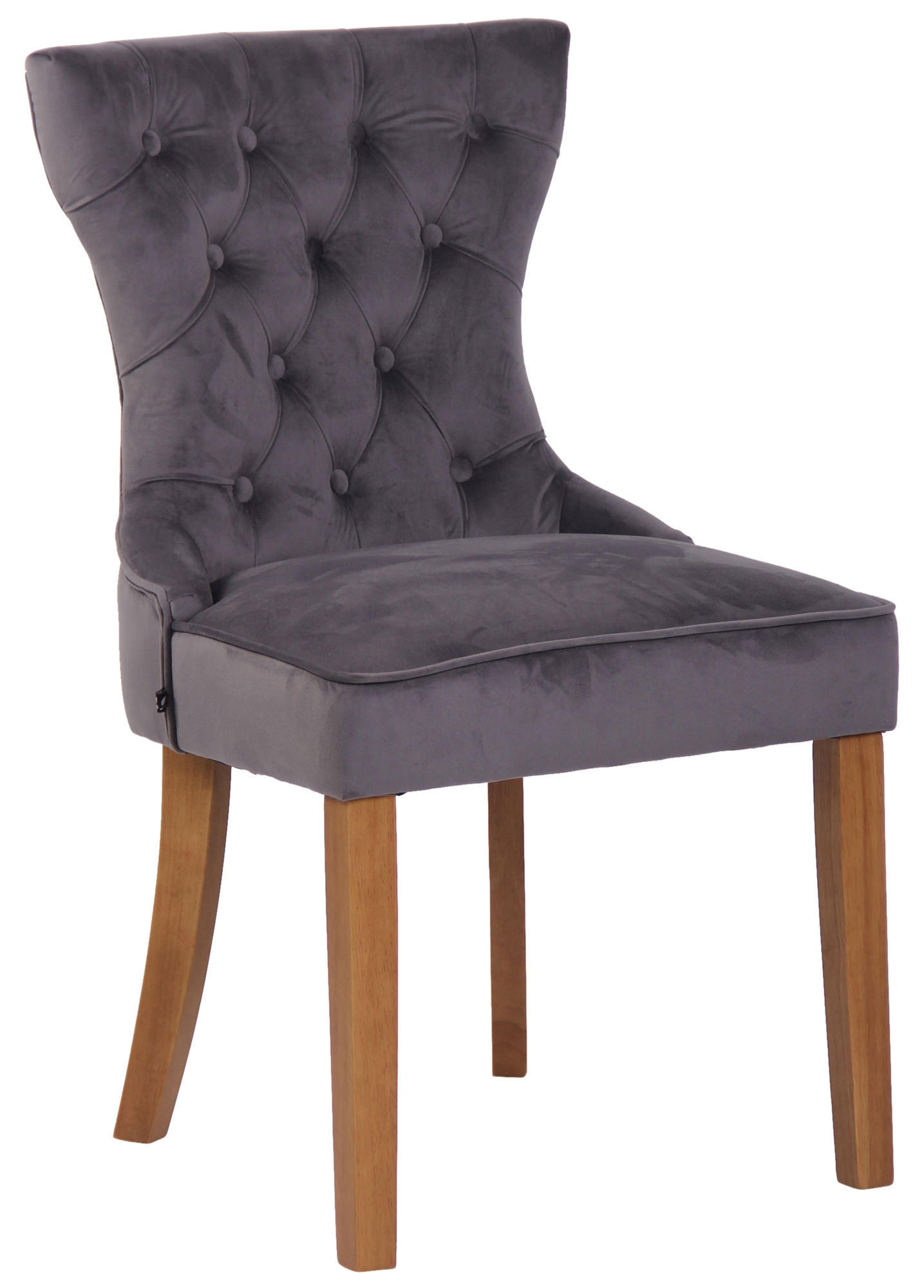 STUHL Samt dunkelgrau - Dunkelgrau/Naturfarben, Holz/Textil (51/90/59cm) - CLP