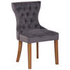 STUHL Samt dunkelgrau - Dunkelgrau/Naturfarben, Holz/Textil (51/90/59cm) - CLP