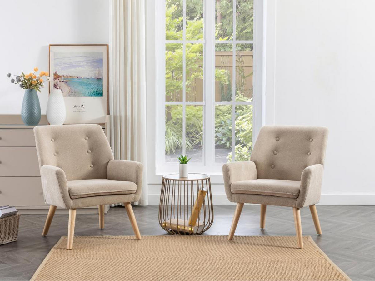 SESSEL - Stoff - Beige - SERINO - Beige, Textil (68/79/65cm) - Vente-Unique