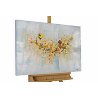 ACRYLBILD HANDGEMALT 90/60 cm - Blau/Gelb, Holz/Textil (1.3/60cm) - KUNSTLOFT