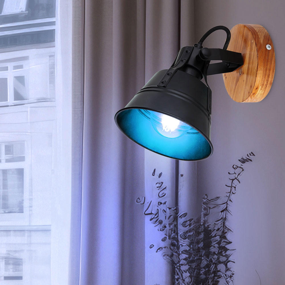 Thumbnail - Globo Lighting Led, Schwarz, Holz, Rund, F, 14x18x17 cm, Lampen & Leuchten, LED Beleuchtung, LED-Wandleuchten