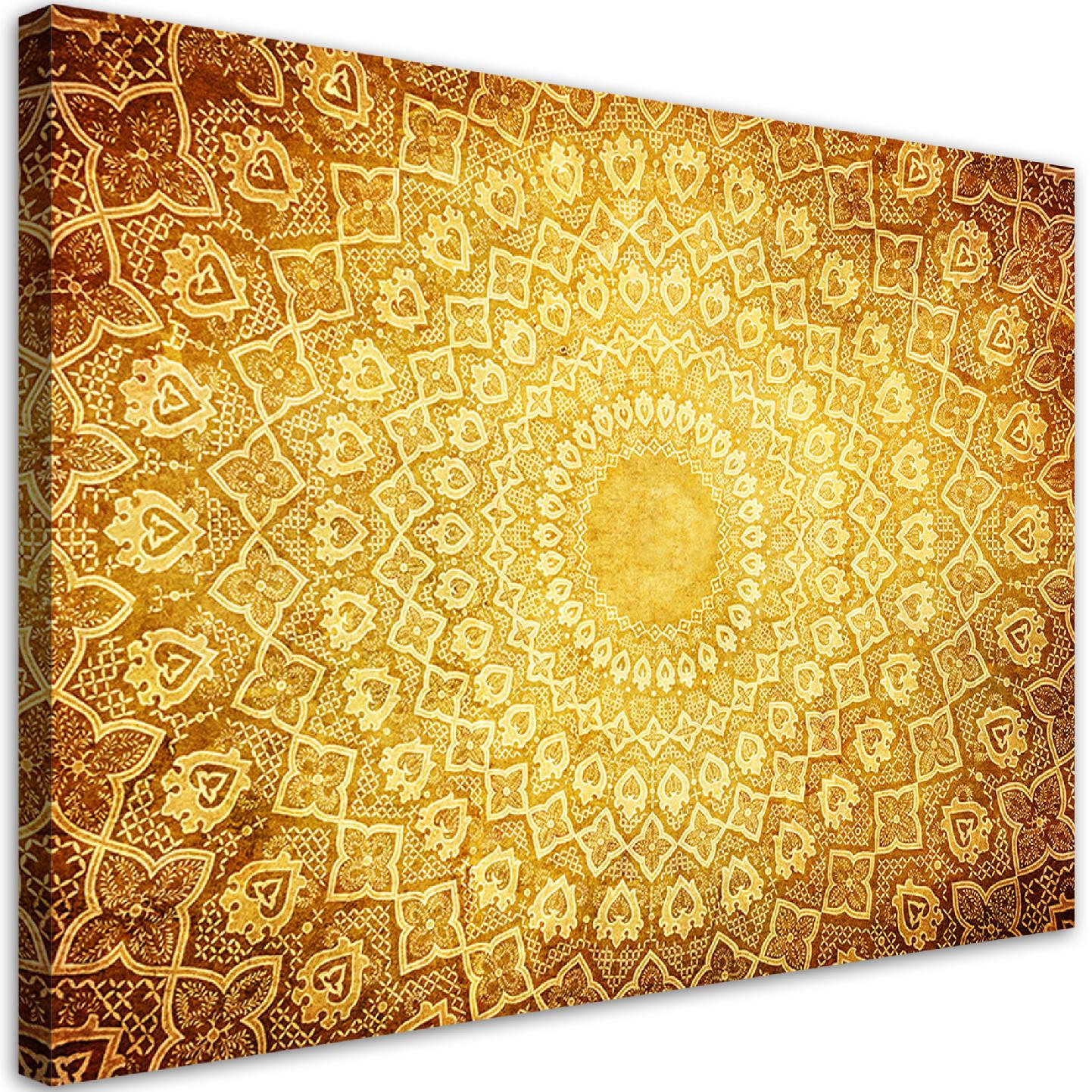 WANDBILD gold mandala abstraktion - Gelb, Textil (60/40cm) - Feeby