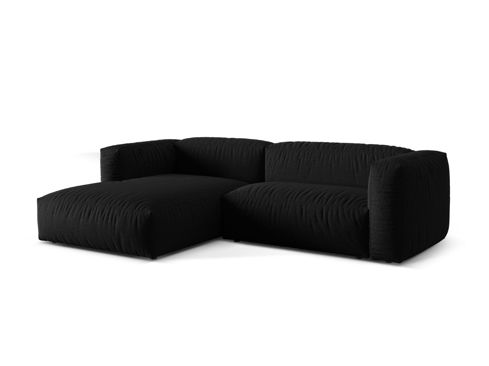 ECKSOFA modular links Martina aus strukturiertem Stoff schwarz 2 Sitzplätze - Schwarz, Textil (176/283cm) - Micadoni