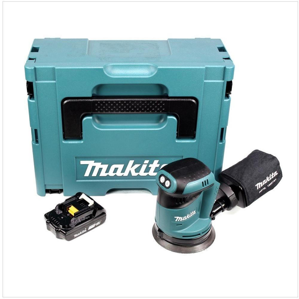 MAKITA DBO 180 Y1J 18 V Akku Exzenterschleifer + 1x Akku 1,5Ah + Makpac - ohne Ladegerät - Multicolor, Kunststoff (39/123/16cm) - Makita