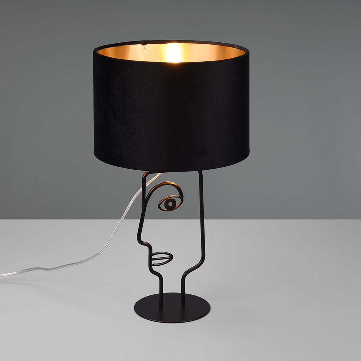 LED TISCHLEUCHTE Metall Schwarz Gesicht-Design - Schwarz, Metall (24/24/42cm)