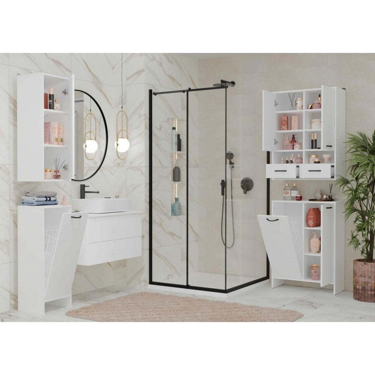 DULAP DE BAIE A6 Alb 35/90/30 - alb, compozit lemnos (35/90/30cm) - RAUMHIRSCH FURNITURE