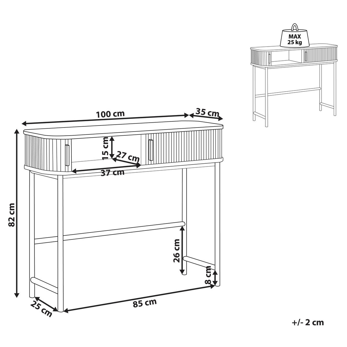 KONSOLENTISCH dunkler Holzfarbton/schwarz 100/35 cm Jose - Dunkelbraun/Schwarz, Holzwerkstoff (35/100/82cm) - Beliani