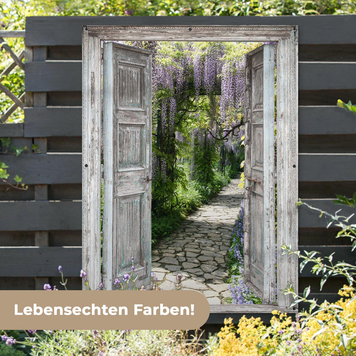 ZAHRADNÍ PLAKÁT Průhled - Les - Kameny - Jaro 120x160 cm - světle šedá, plast (120/160/0.2cm) - OnlyWow