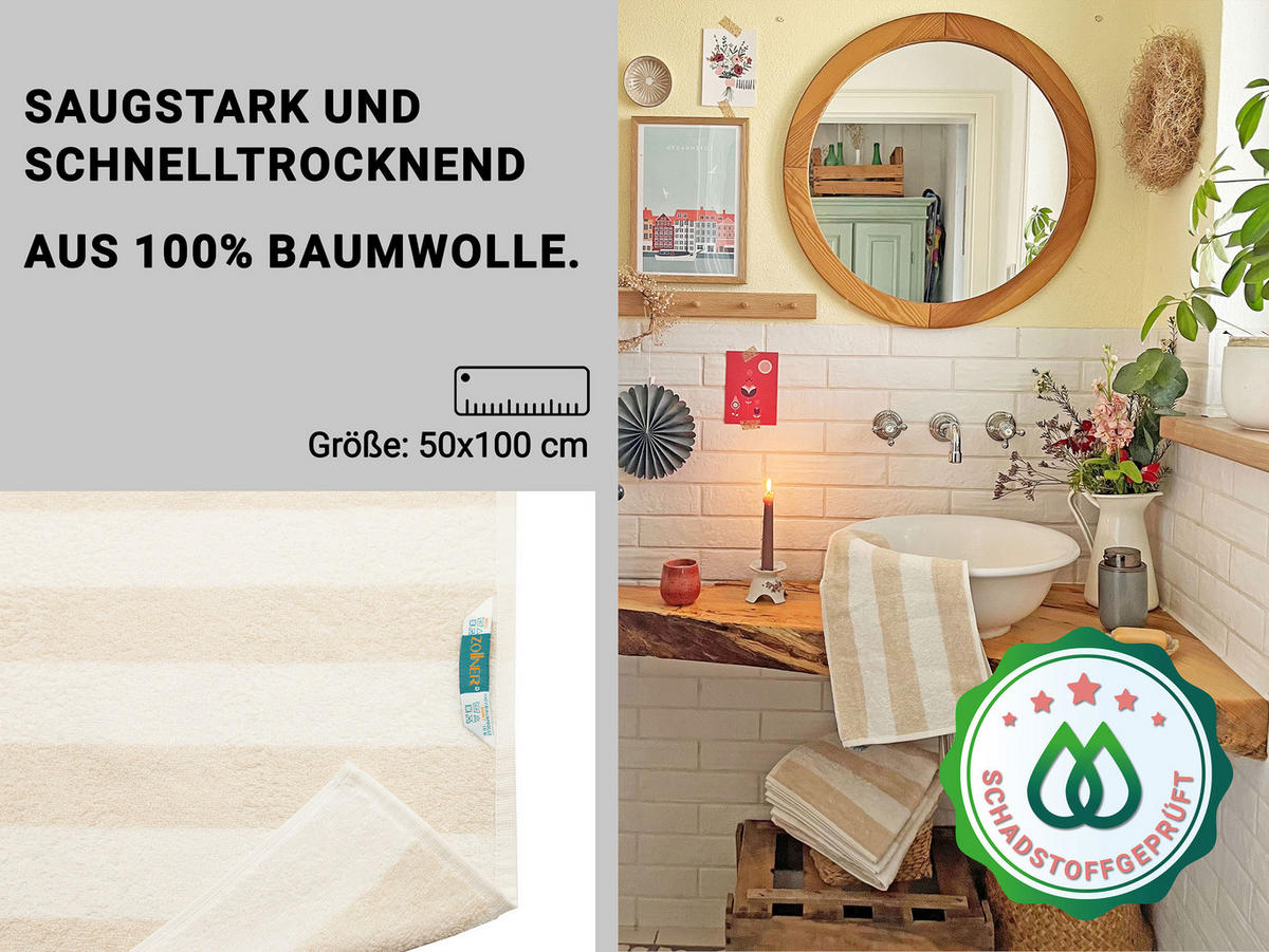 HANDTÜCHER, 4er-Set, 50x100 cm, 100% Baumwolle, Braun - Beige, Textil (50/100cm) - Zollner