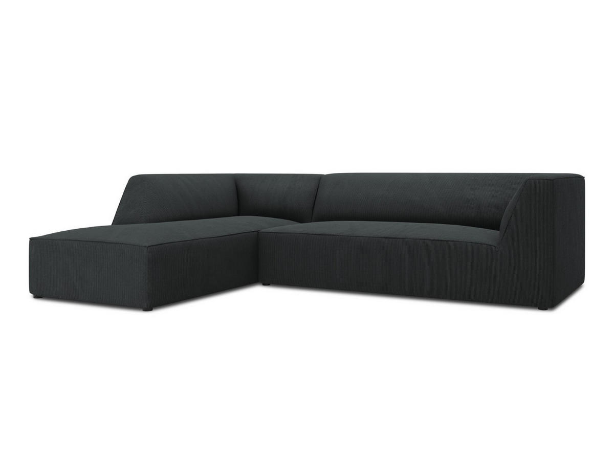 ECKSOFA links Ruby aus Cord schwarz 4 Sitzplätze - Schwarz, Textil (180/273cm) - Micadoni