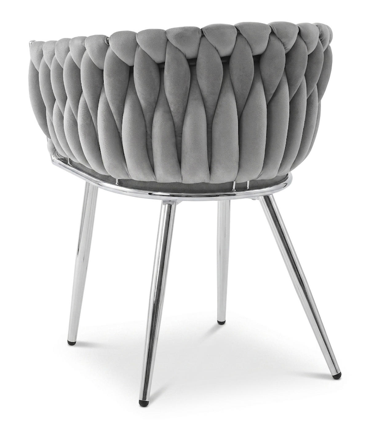 STUHL Hellgrau 61x55 cm ORION Samt Chrombeine 2 Stück - Hellgrau, Metall (61/44/55cm)