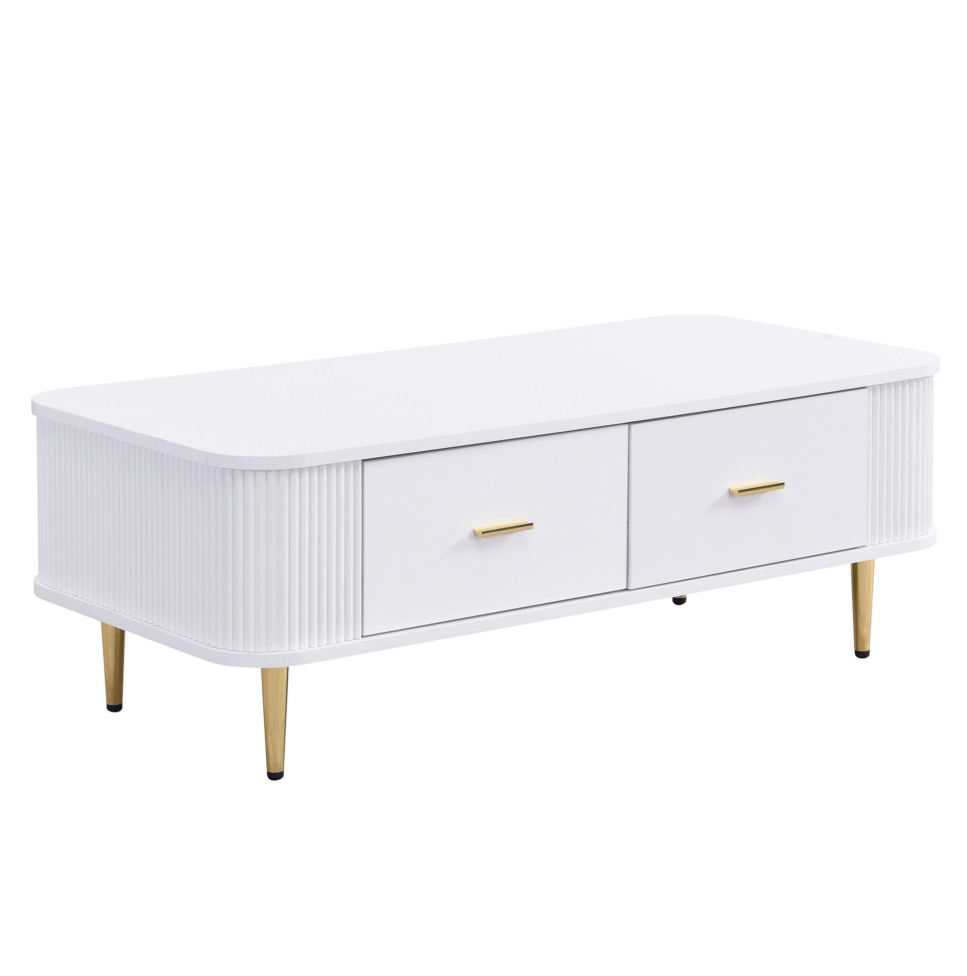 COUCHTISCH mit 4 Schubladen 105 x 51 x 38 cm Weiß Gold - Weiß, Wellpappe (105/51/38cm) - Meubliv