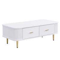 COUCHTISCH mit 4 Schubladen 105 x 51 x 38 cm Weiß Gold - Weiß, Wellpappe (105/51/38cm) - Meubliv