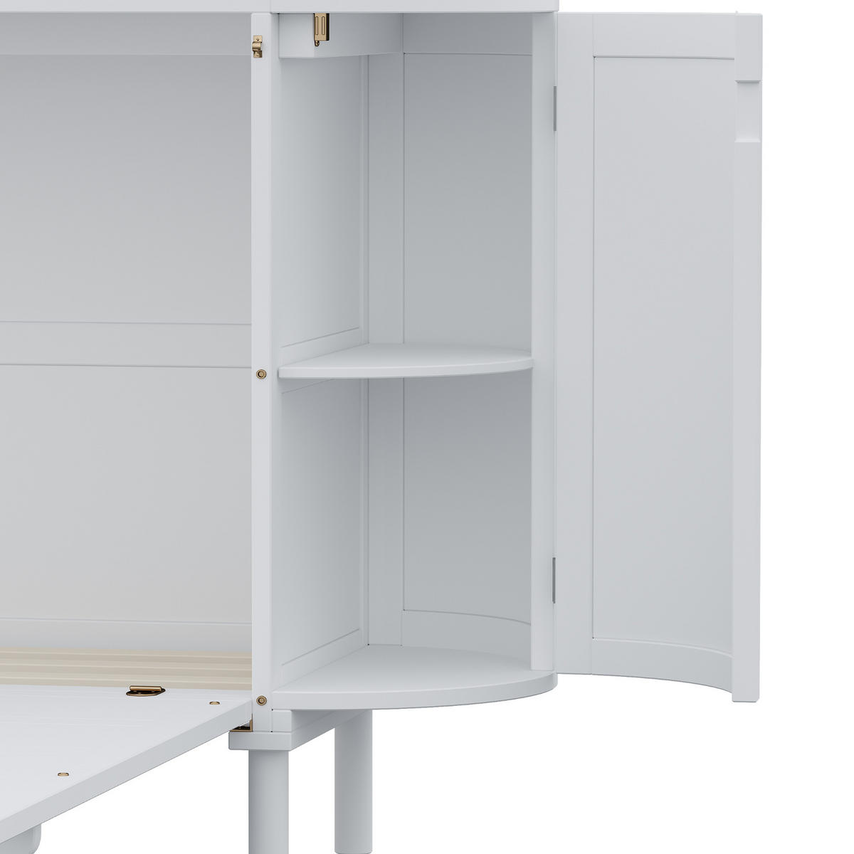 KLAPPBETT 140/200 cm Weiß Rattan-Design mit Lattenrost und Stauraum - Weiß, Holzwerkstoff (140/200cm) - OKWISH