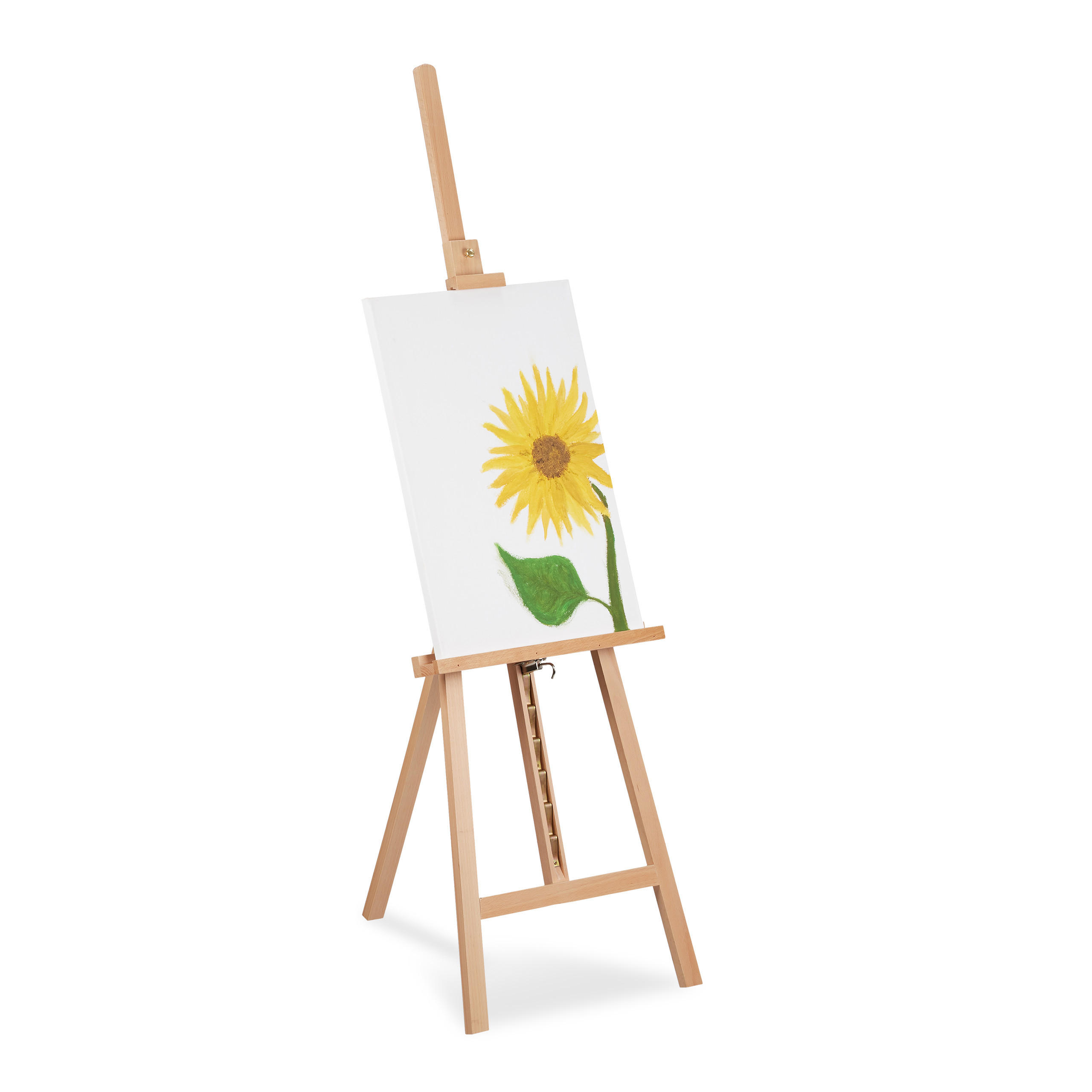 Relaxdays STOJAN Přírodní buk výškově nastavitelný skládací 96-128 cm