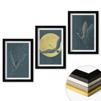 WANDBILDER 3er-Set - 20x30 cm Schwarzer Rahmen - Kraniche im Flug bei Nacht - Schwarz, Kunststoff (20/30cm) - ArtPrintCave