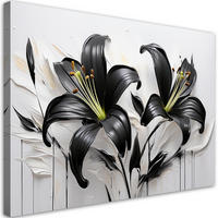 WANDBILD abstrakte blumen schwarze lilien - Schwarz, Textil (60/40cm) - Feeby