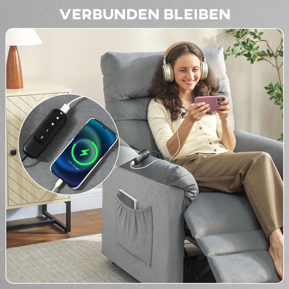 MASSAGESESSEL DE-06438 mit Liegefunktion, 150° neigbar & Wärme, leiser Motor Grau - Grau, Metall (82/106/99cm) - ComfortXL