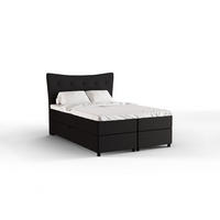BOXBETT Nevada 140 x 200 cm Doppelbett mit hochwertiger Bonell-Matratze und Topper - schwarz - Schwarz, Holz (140/200cm) - Panda Möbel
