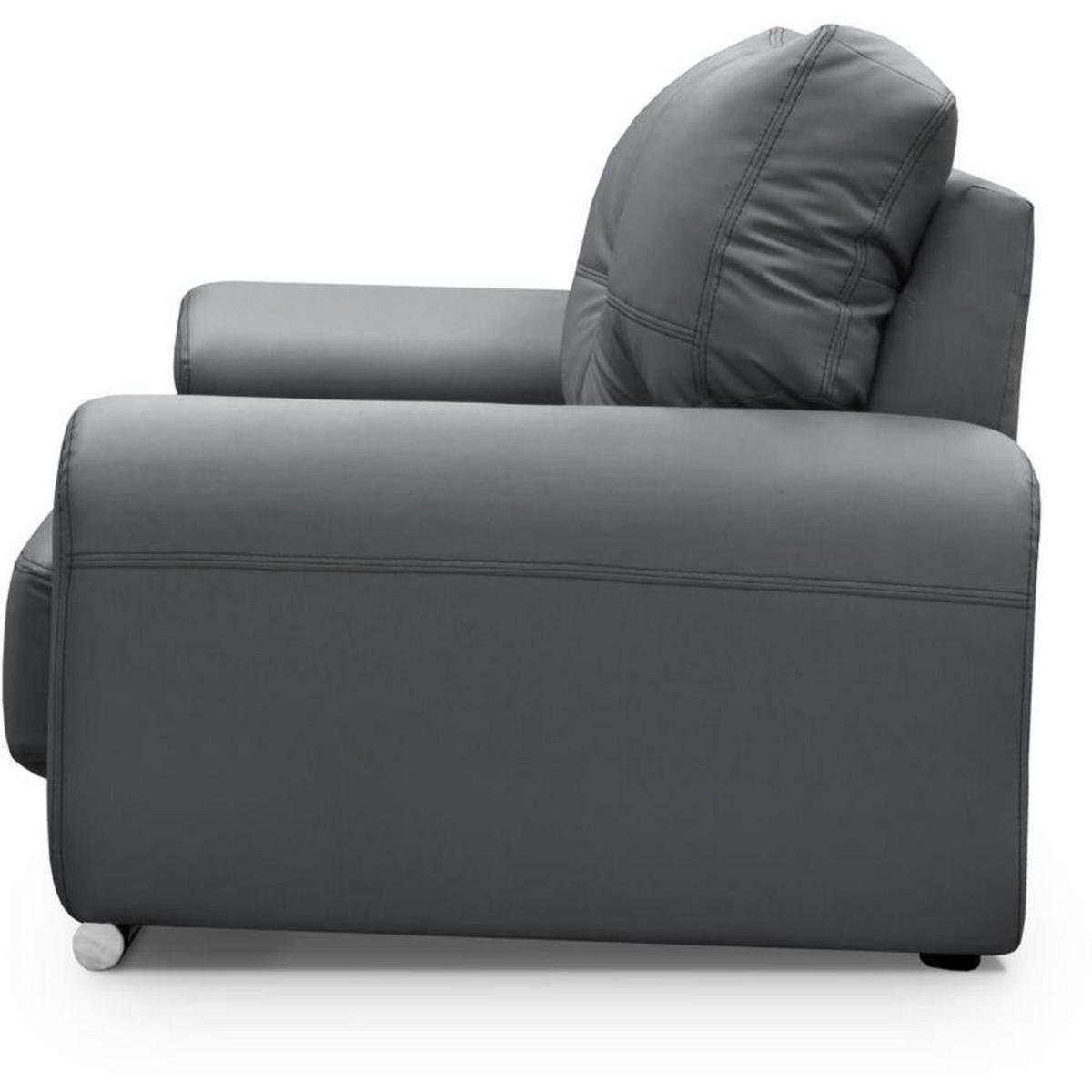 SOFA 3-SITZER Omega grau - Chromfarben/Grau, Leder/Metall (225/88/98cm) - Beautysofa