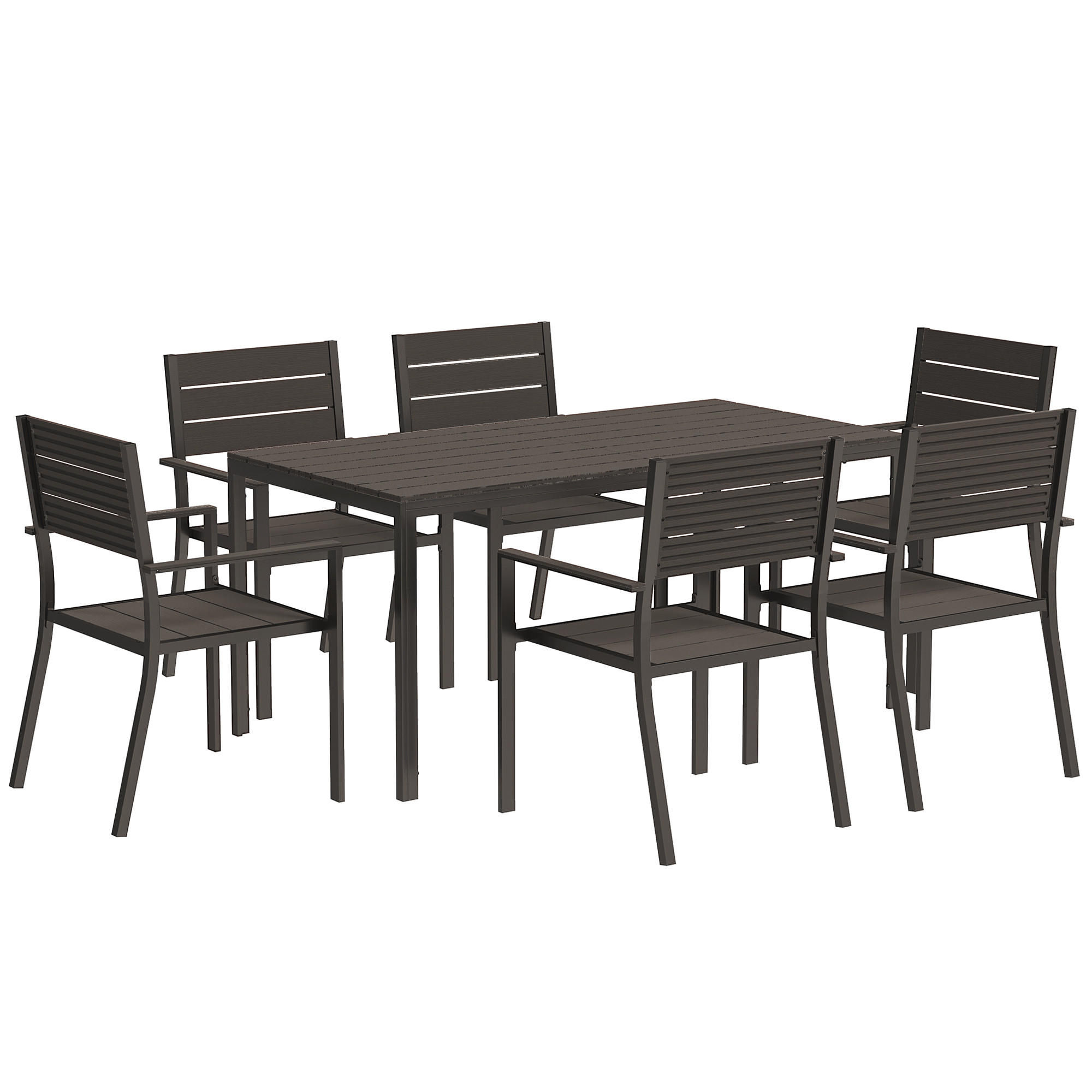 SITZGRUPPE 7er Set Stahl HDPE Braun - Dunkelbraun, Metall - Outsunny