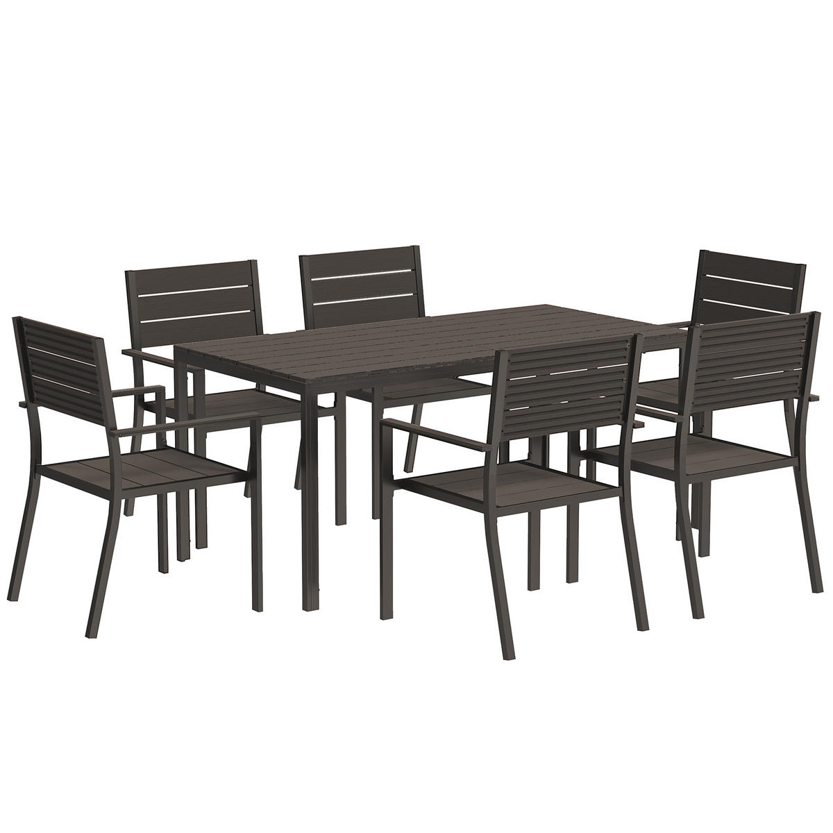 SITZGRUPPE 7er Set Stahl HDPE Braun - Dunkelbraun, Metall - Outsunny