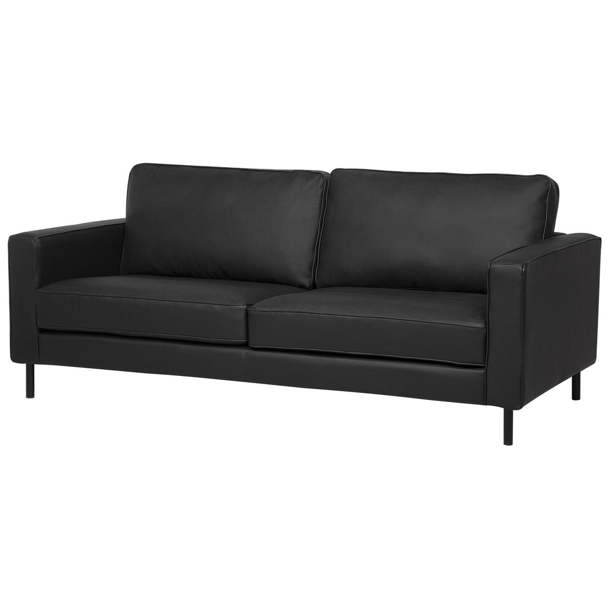 SOFA-SET 4-sitzer Leder Schwarz Savalen - Schwarz, Leder (204/87/91cm) - Beliani