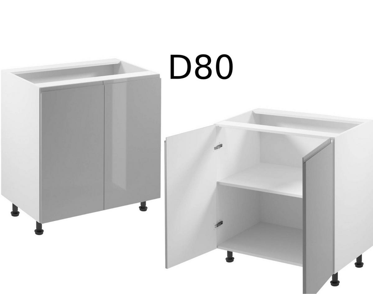 KÜCHENZEILE 260 cm – Aspen KA1-M260 - in Grau/Hochglanz - Grau, Holz (260/212/47cm)