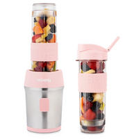 SMOOTHIE Maker SMOO12 Rosa, 570ml, BPA-frei, 2 tragbare Flaschen, Edelstahlklingen, 300W - Hellrosa, Metall (11.3/35/15cm) - HKoenig